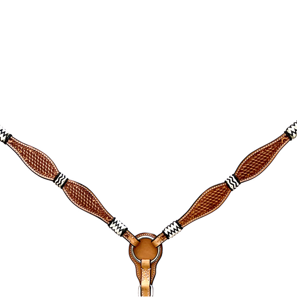Hilason Western Horse Breast Collar Rawhide Braided American Leather Tan