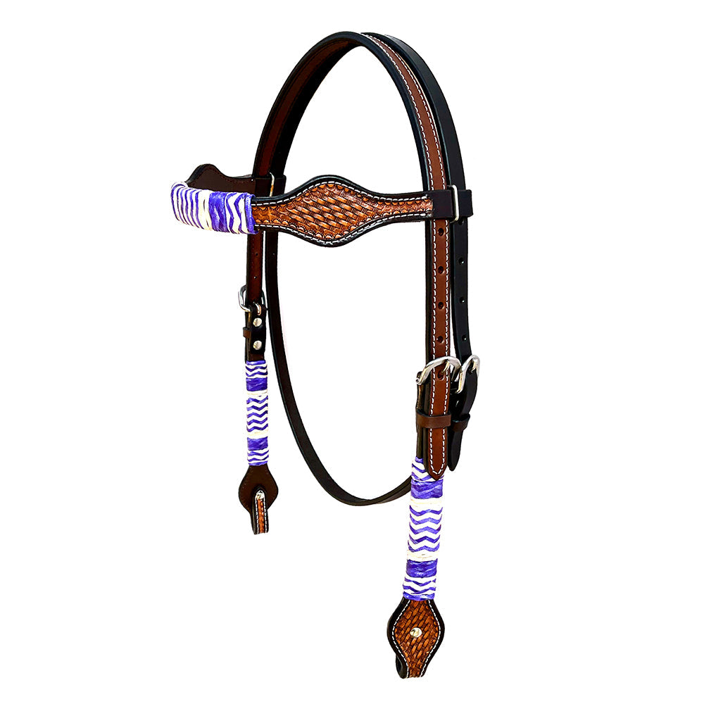HILASON Western Horse Breast Collar Headstall Rawhide Braided American Leather Brown