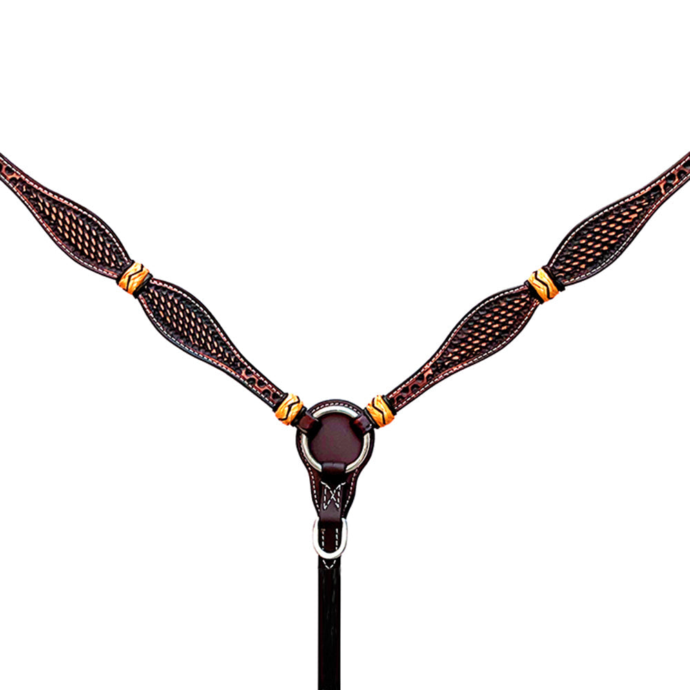 HILASON Western Horse Breast Collar Headstall Rawhide Braided American Leather Brown