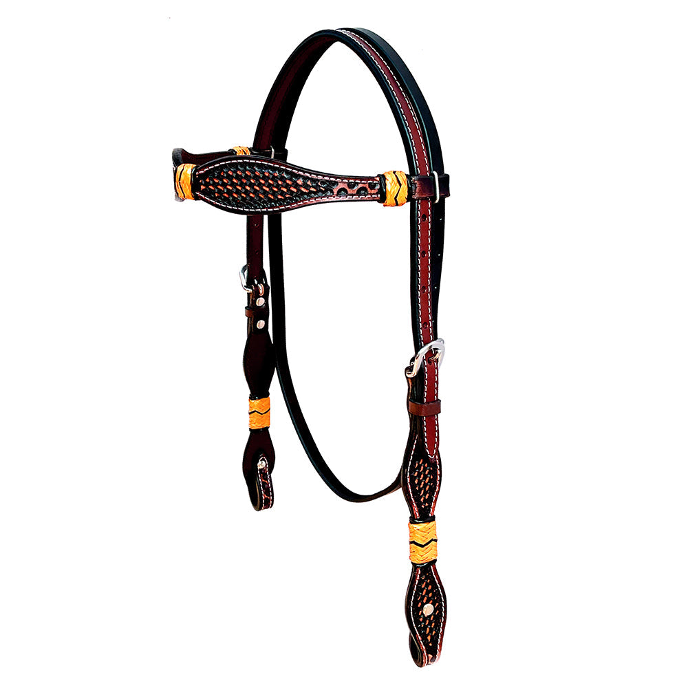 Hilason Western Horse Headstall Rawhide Braided American Leather Brown