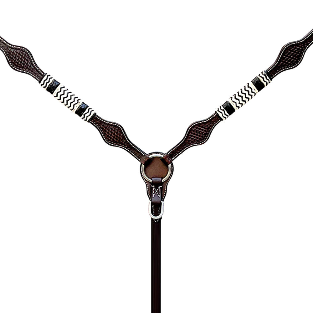 Hilason Western Horse Breast Collar Rawhide Braided American Leather Brown