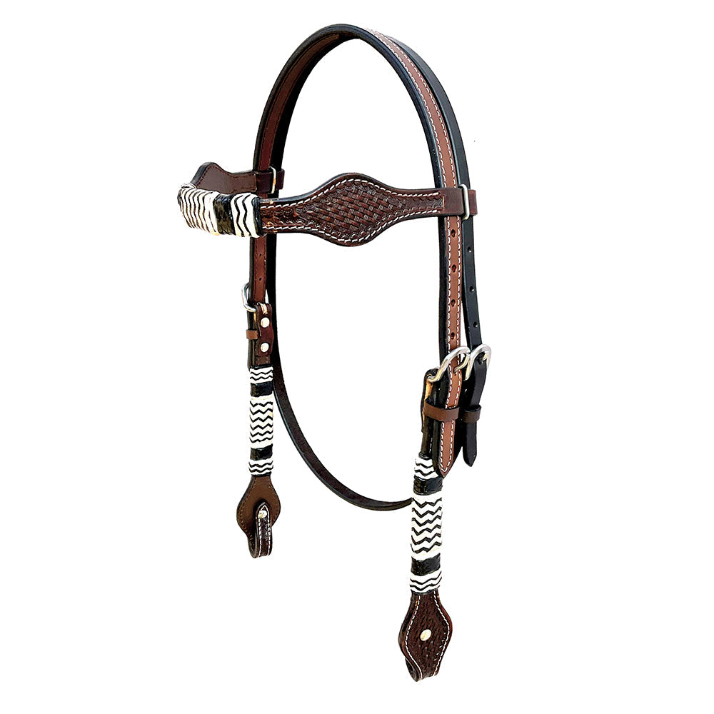 Hilason Western Horse Headstall Rawhide Braided American Leather Brown