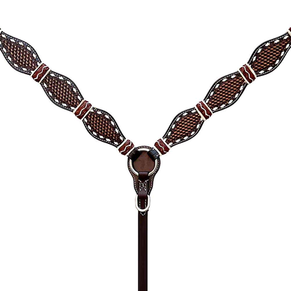 Hilason Western Horse Breast Collar Rawhide Braided American Leather Brown