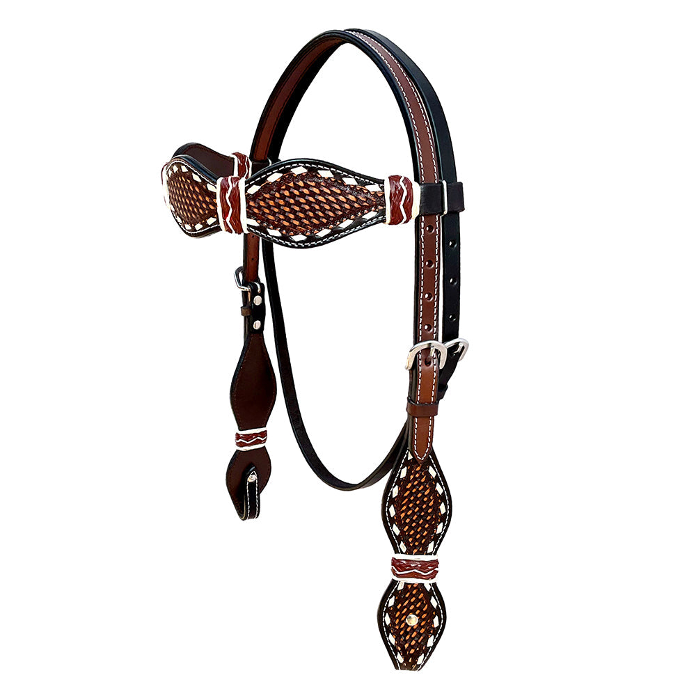 Hilason Western Horse Headstall Rawhide Braided American Leather Brown