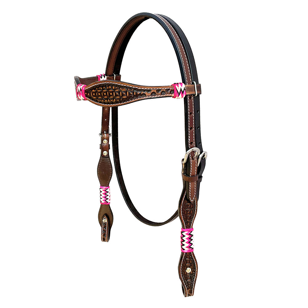 Hilason Western Horse Headstall Rawhide Braided American Leather Brown