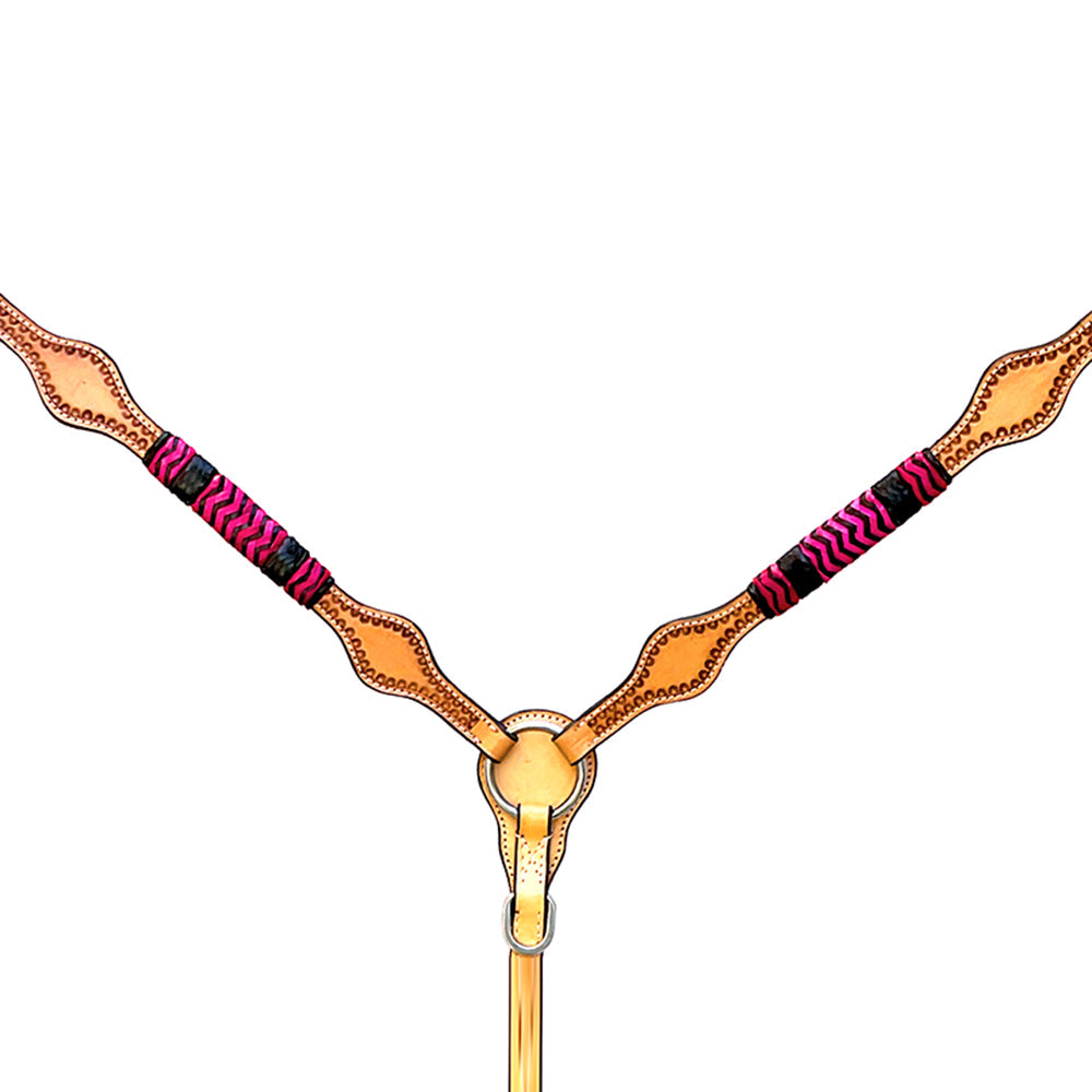 Hilason Western Horse Breast Collar Rawhide Braided American Leather Tan