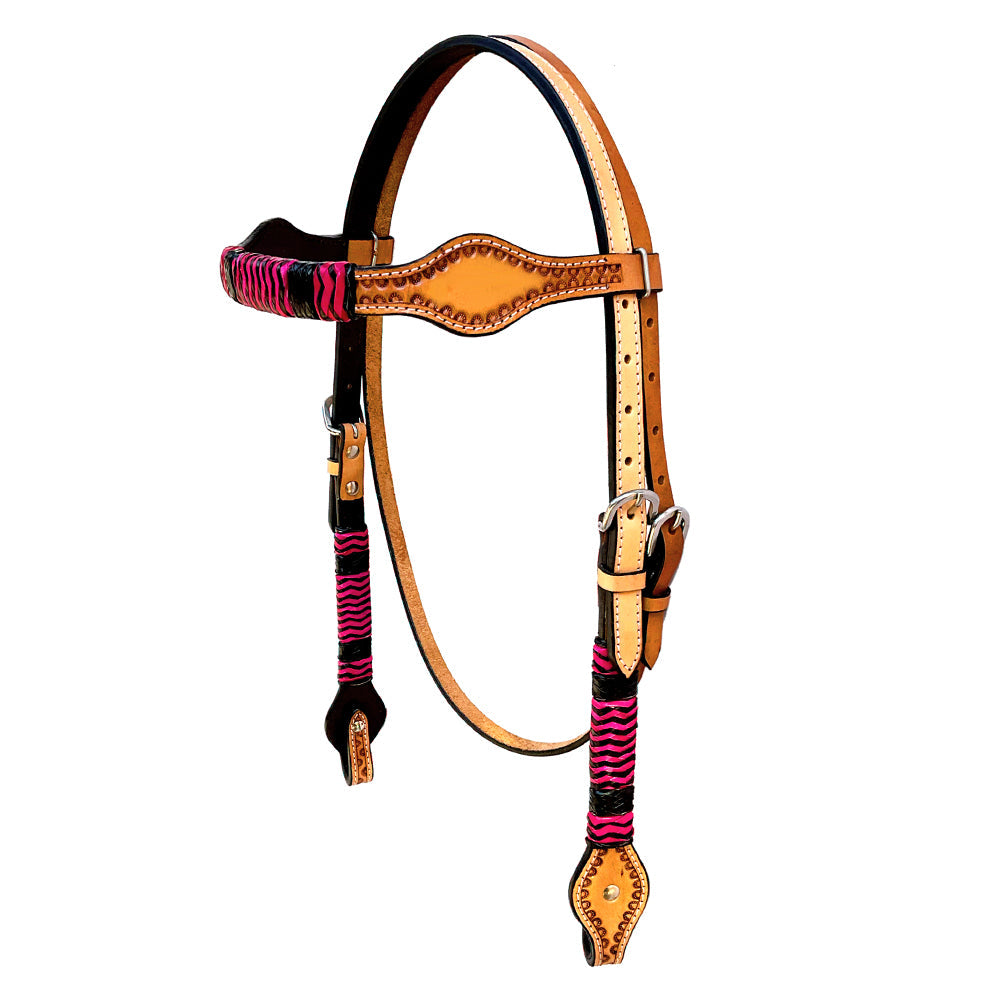 Hilason Western Horse Headstall Rawhide Braided American Leather Tan