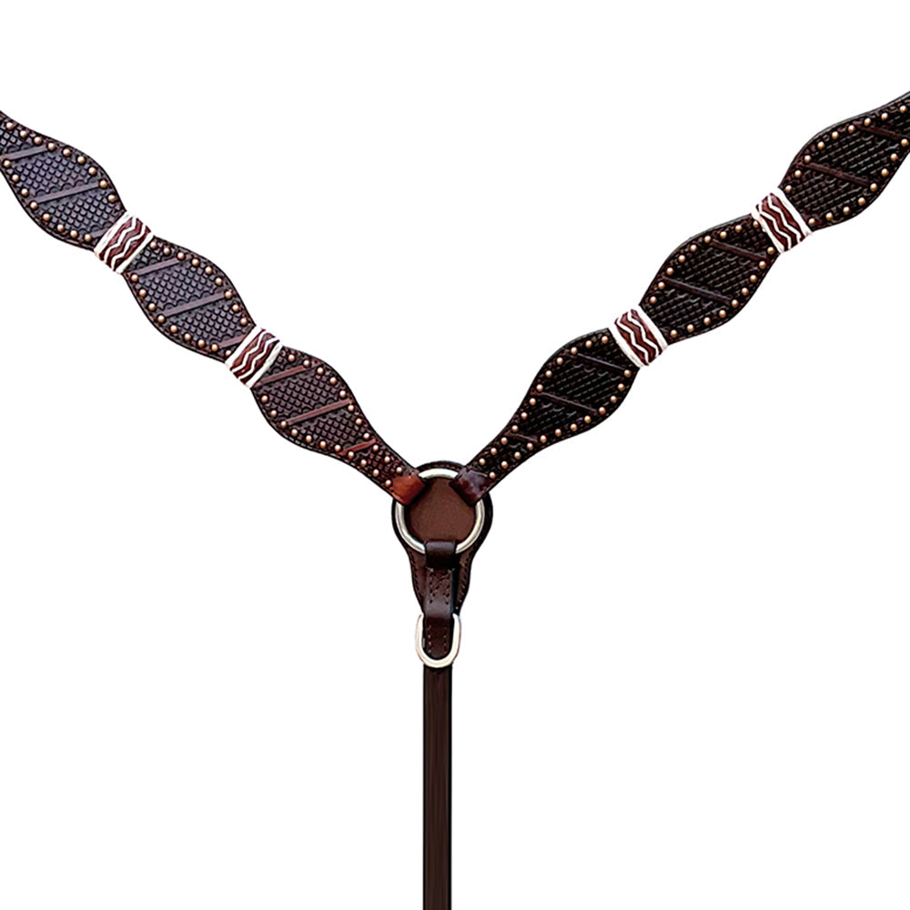 HILASON Western Horse Breast Collar Headstall Rawhide Braided American Leather Brown