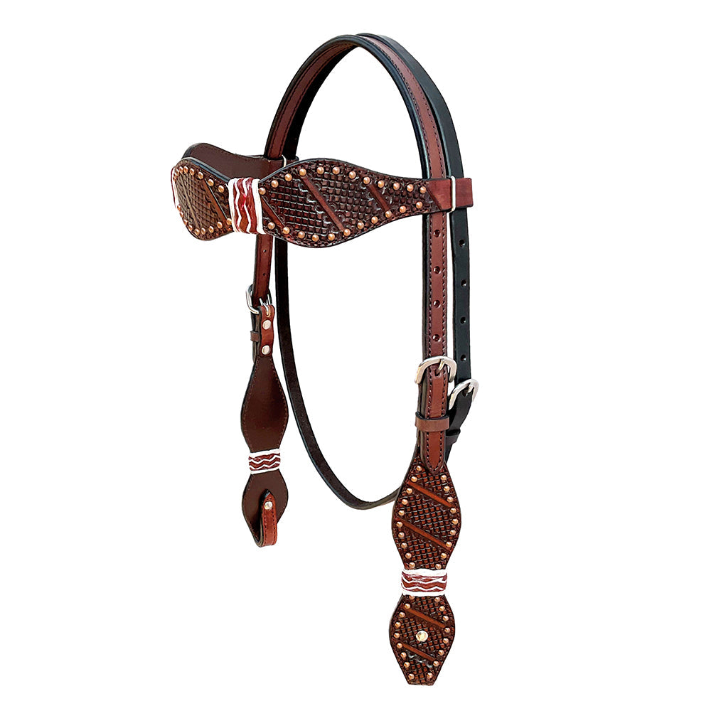 Hilason Western Horse Headstall Rawhide Braided American Leather Brown