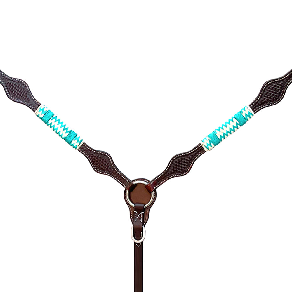 Hilason Western Horse Breast Collar Rawhide Braided American Leather Brown