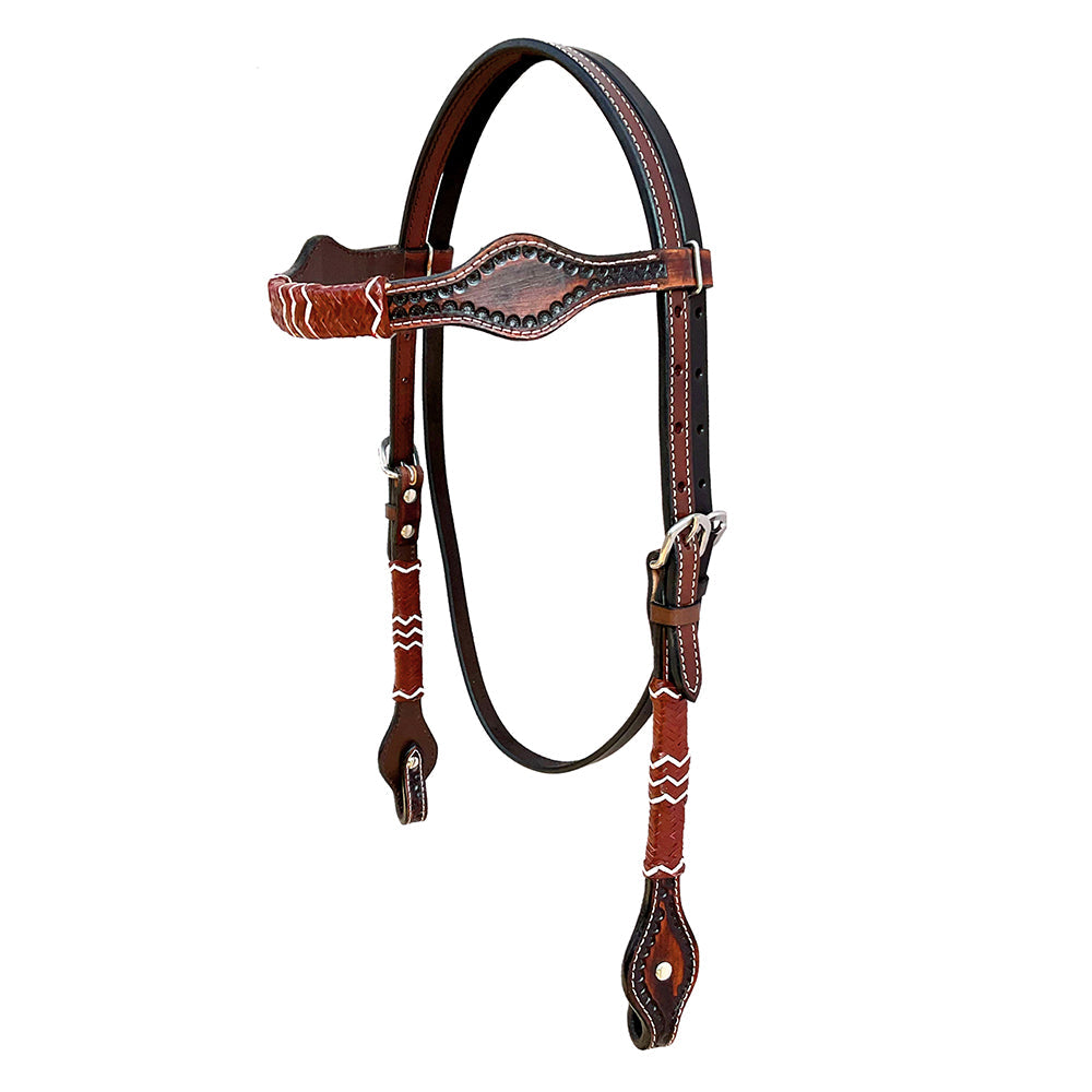 Hilason Western Horse Headstall Rawhide Braided American Leather Brown