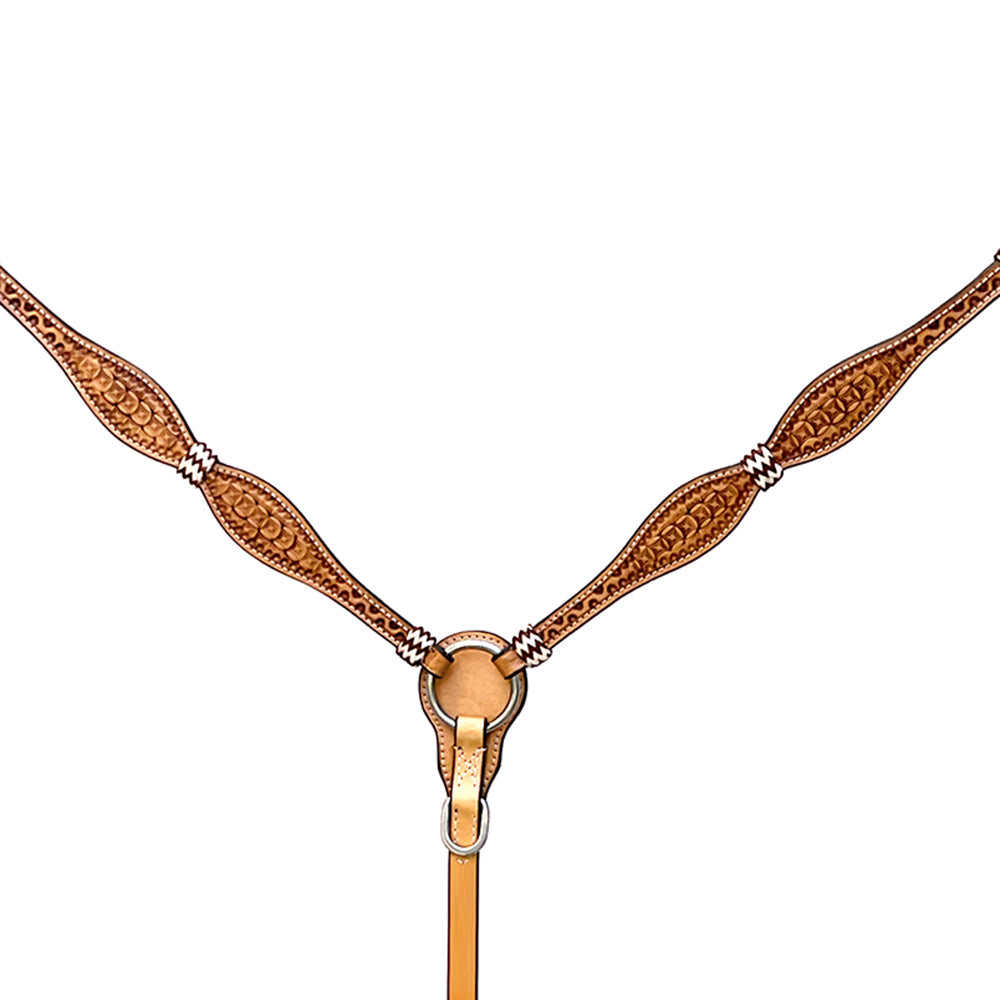 Hilason Western Horse Breast Collar Rawhide Braided American Leather Tan