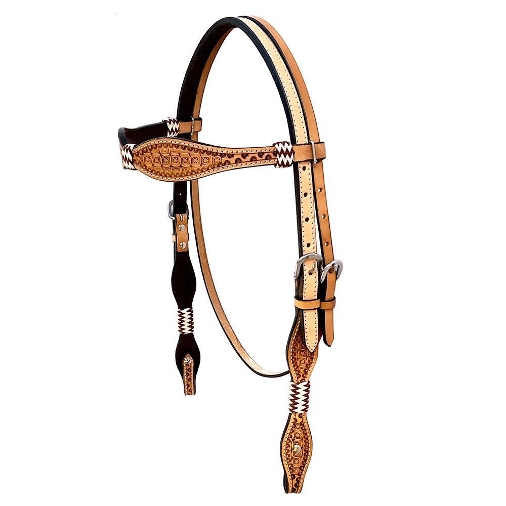 Hilason Western Horse Headstall Rawhide Braided American Leather Tan