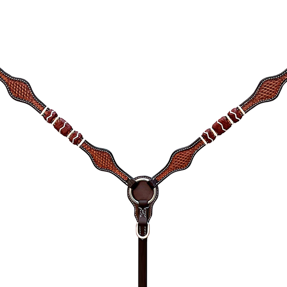 Hilason Western Horse Breast Collar Rawhide Braided American Leather Brown