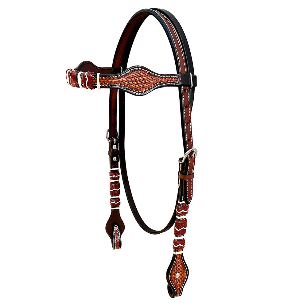 Hilason Western Horse Headstall Rawhide Braided American Leather Brown