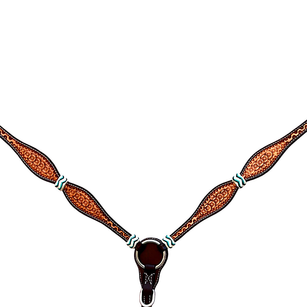 HILASON Western Horse Headstall Rawhide Braided American Leather Tan | Breast Collar Tack Set for Horses