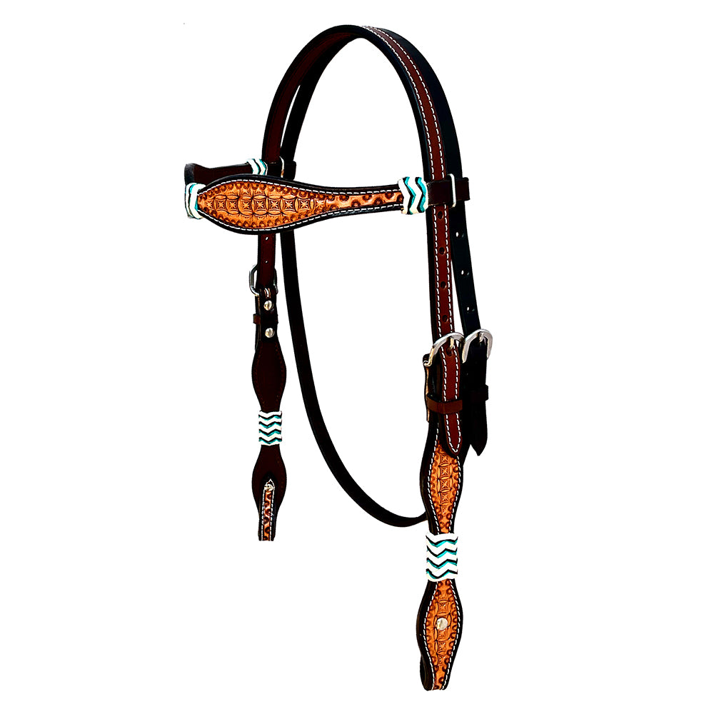 HILASON Western Horse Headstall Rawhide Braided American Leather Tan | Breast Collar Tack Set for Horses