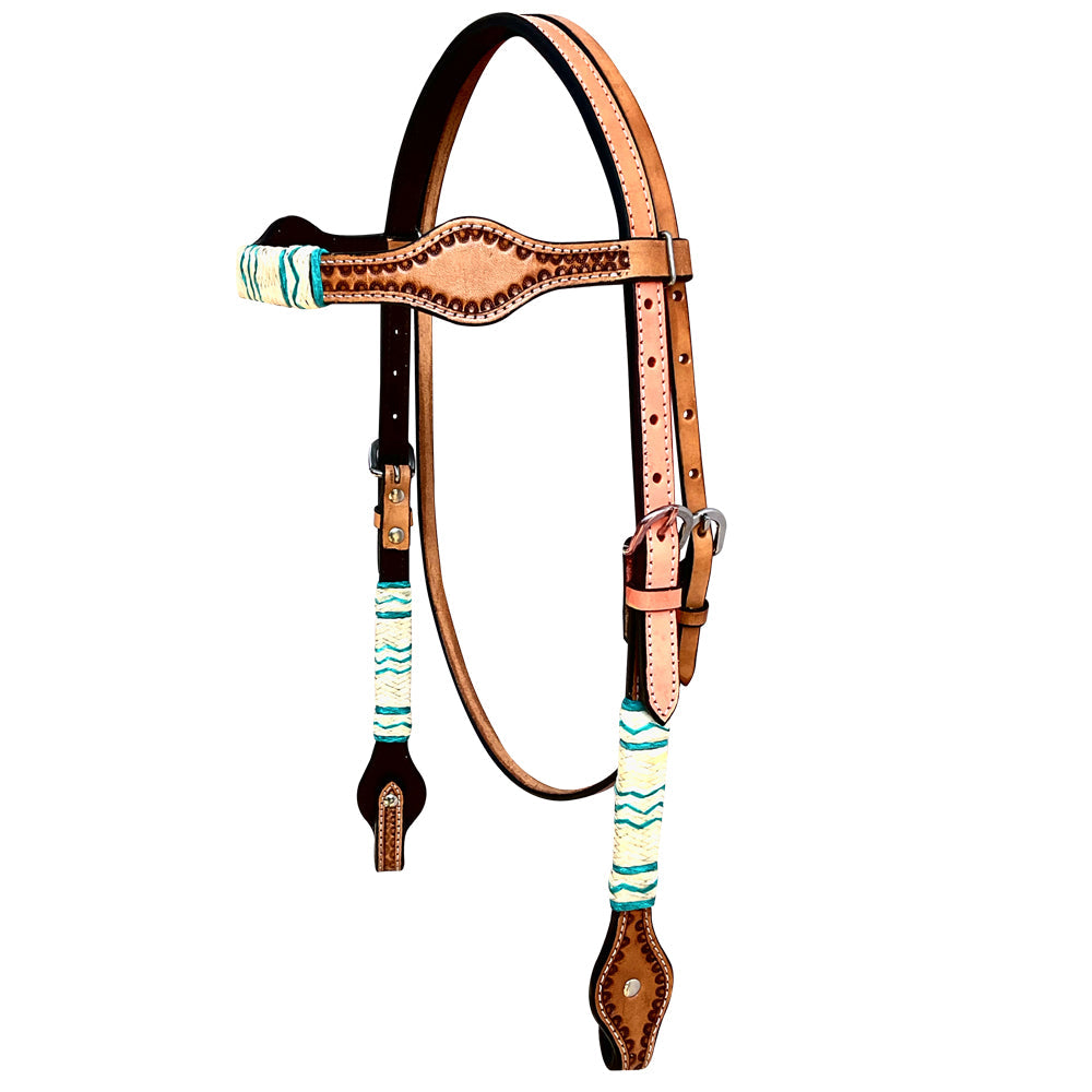 HILASON Western Horse Headstall Rawhide Braided American Leather Tan | Leather Headstall | Leather Breast Collar | Tack Set for Horses