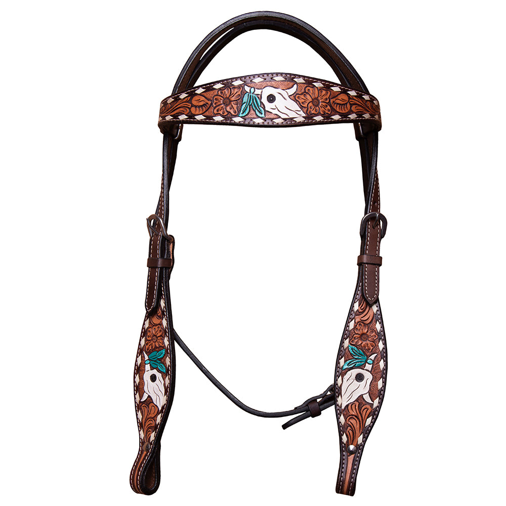 BAR H EQUINE Western Horse Genuine Leather Tack Set Dark Brown
