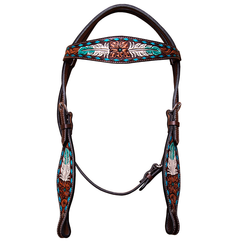 BAR H EQUINE Western Horse Genuine Leather Tack Set Dark Brown