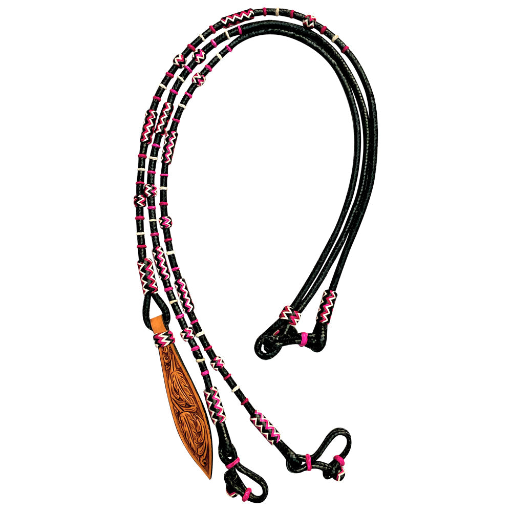Hilason Western Rawhide Braided Leather Show Rommel Romel Romal Reins Horse