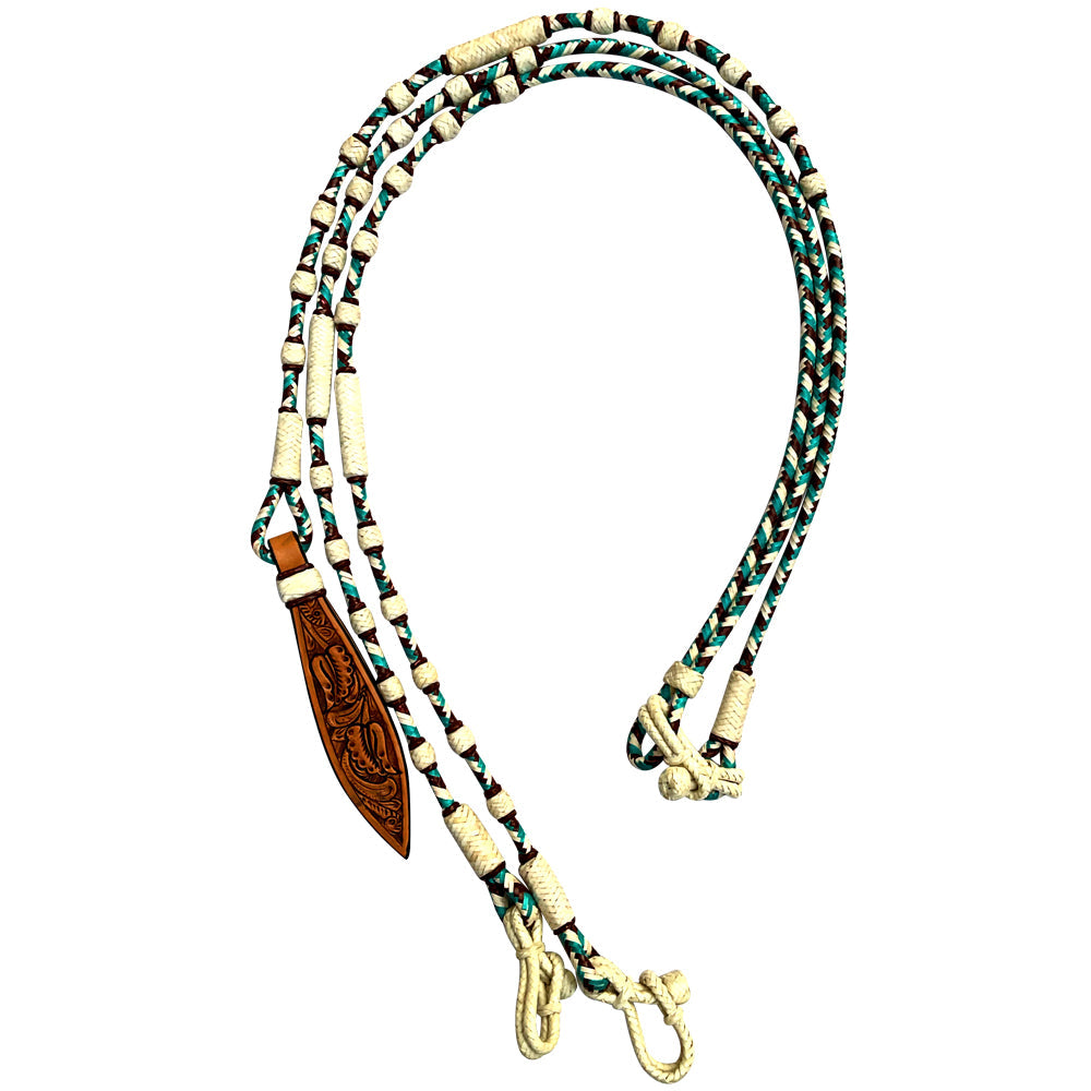 Hilason Western Rawhide Braided Leather Show Rommel Romel Romal Reins Horse