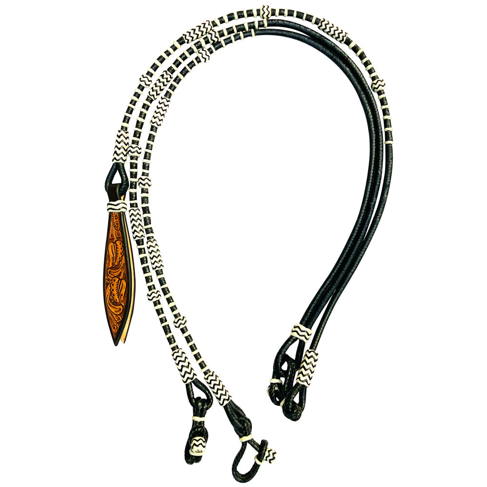 Hilason Western Rawhide Braided Leather Show Rommel Romel Romal Reins Horse