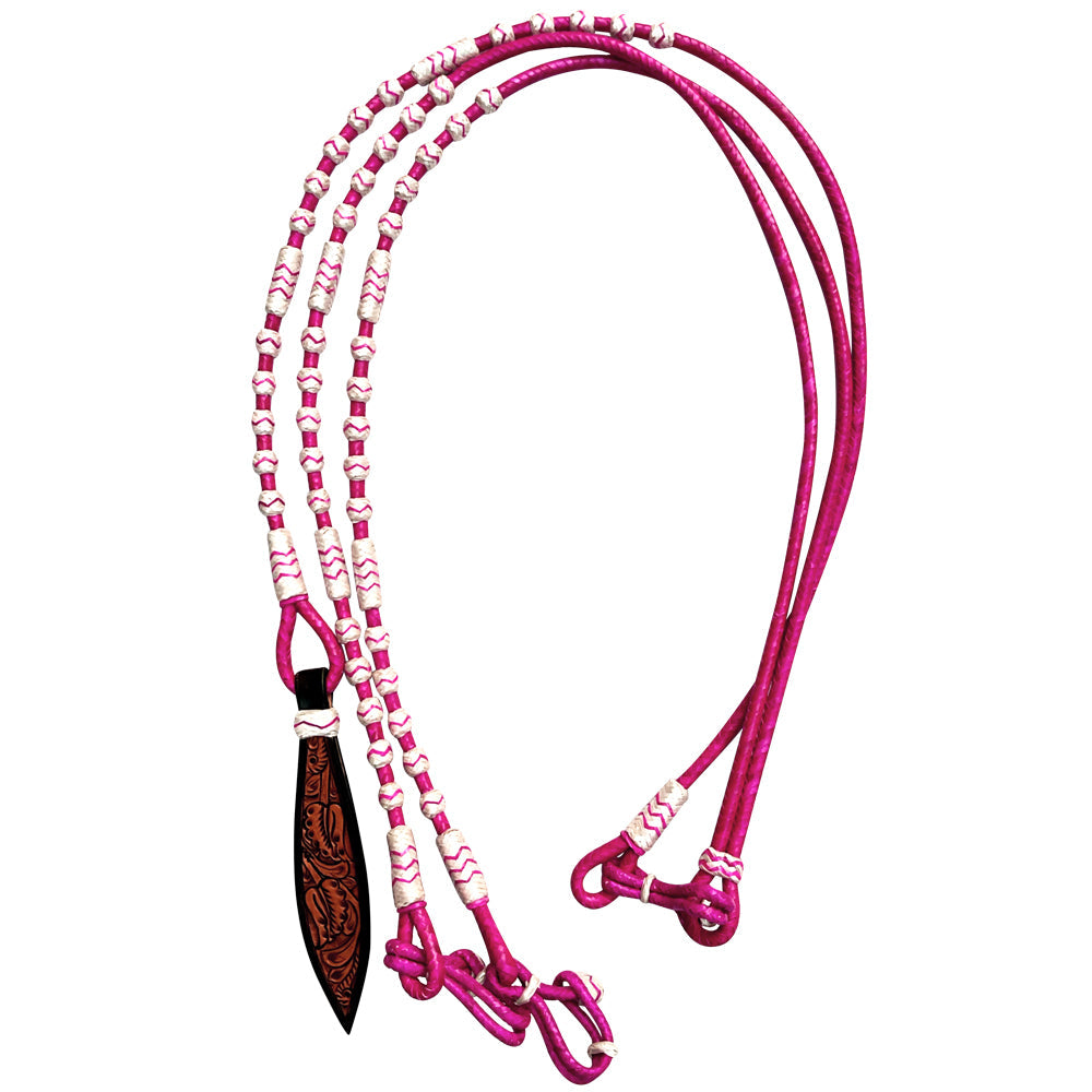 Hilason Western Rawhide Braided Leather Show Rommel Romel Romal Reins Horse