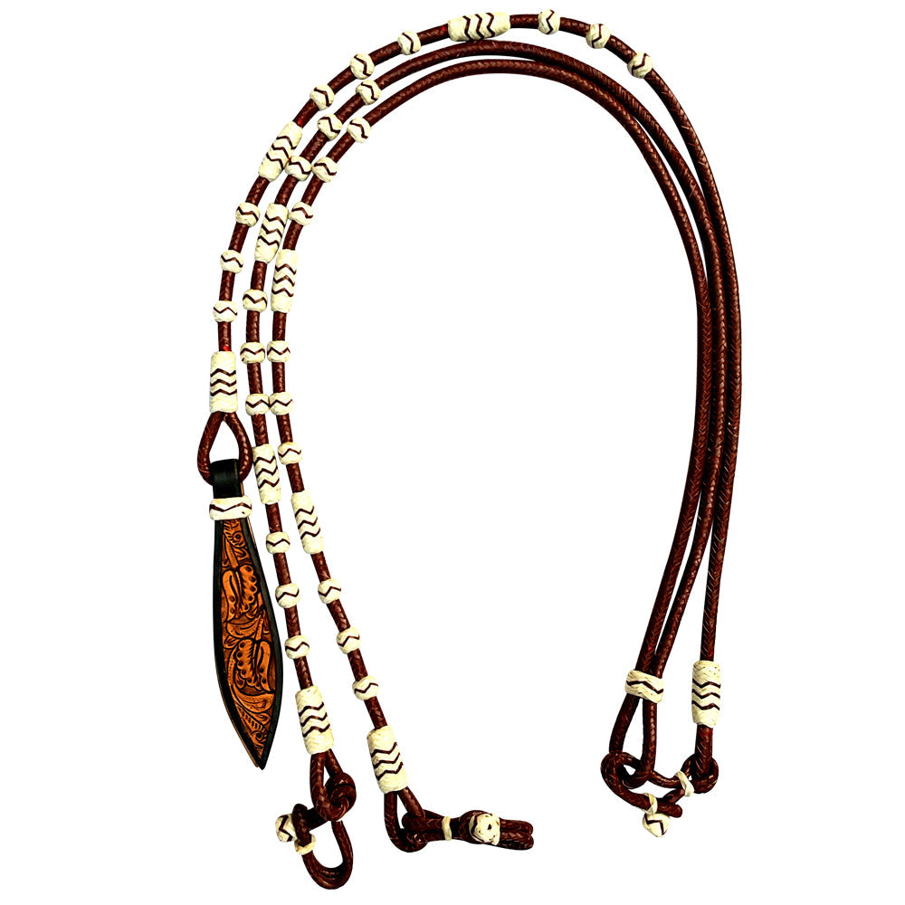 Hilason Western Rawhide Braided Leather Show Rommel Romel Romal Reins Horse