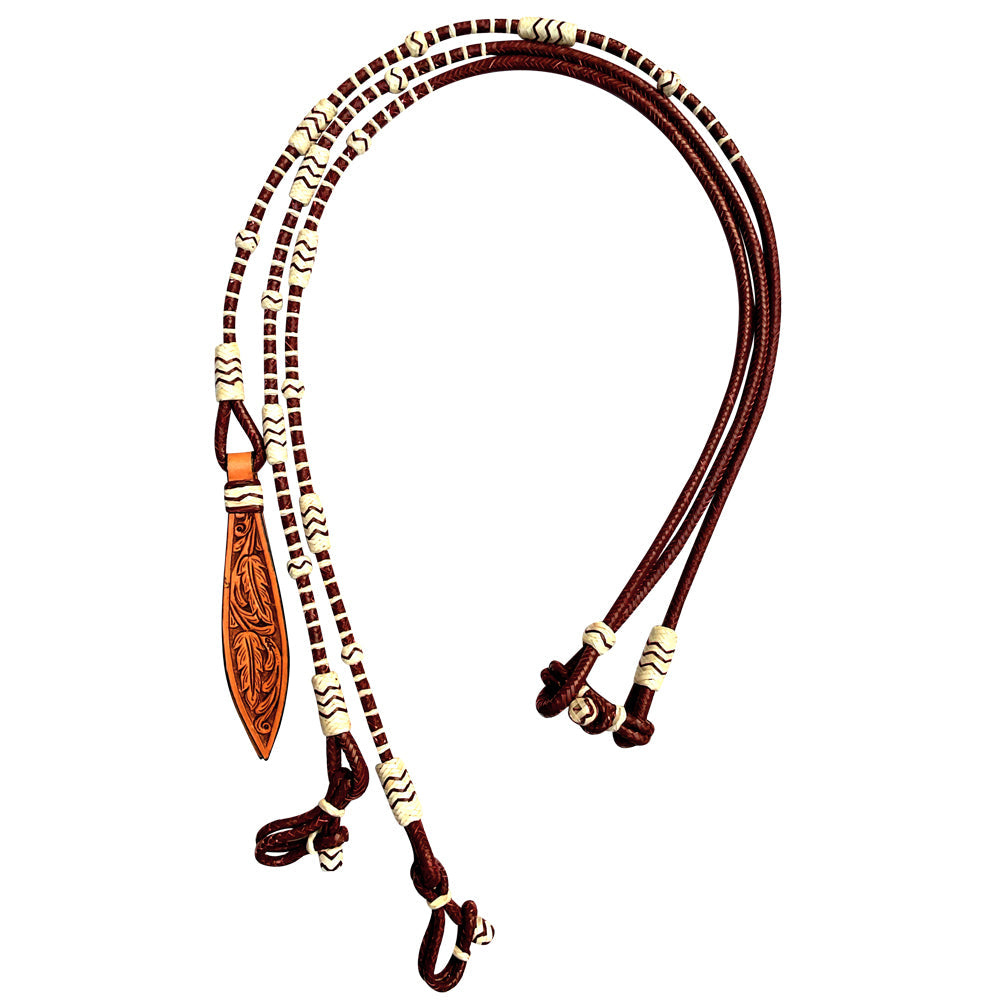 Hilason Western Rawhide Braided Leather Show Rommel Romel Romal Reins Horse
