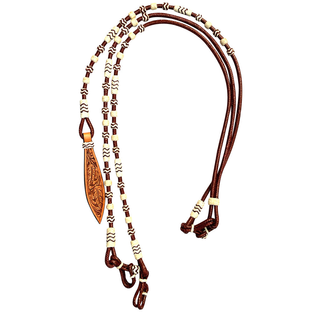 Hilason Western Rawhide Braided Leather Show Rommel Romel Romal Reins Horse
