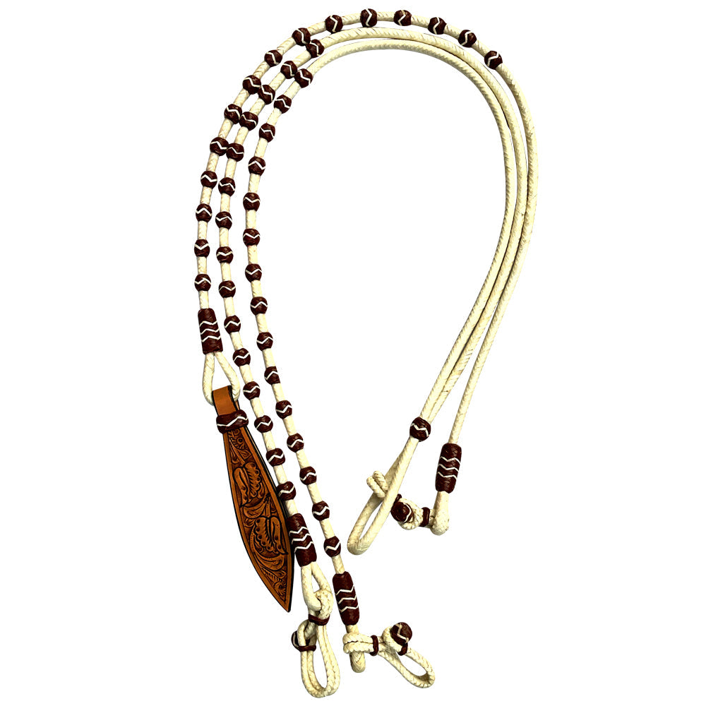 Hilason Western Rawhide Braided Leather Show Rommel Romel Romal Reins Horse