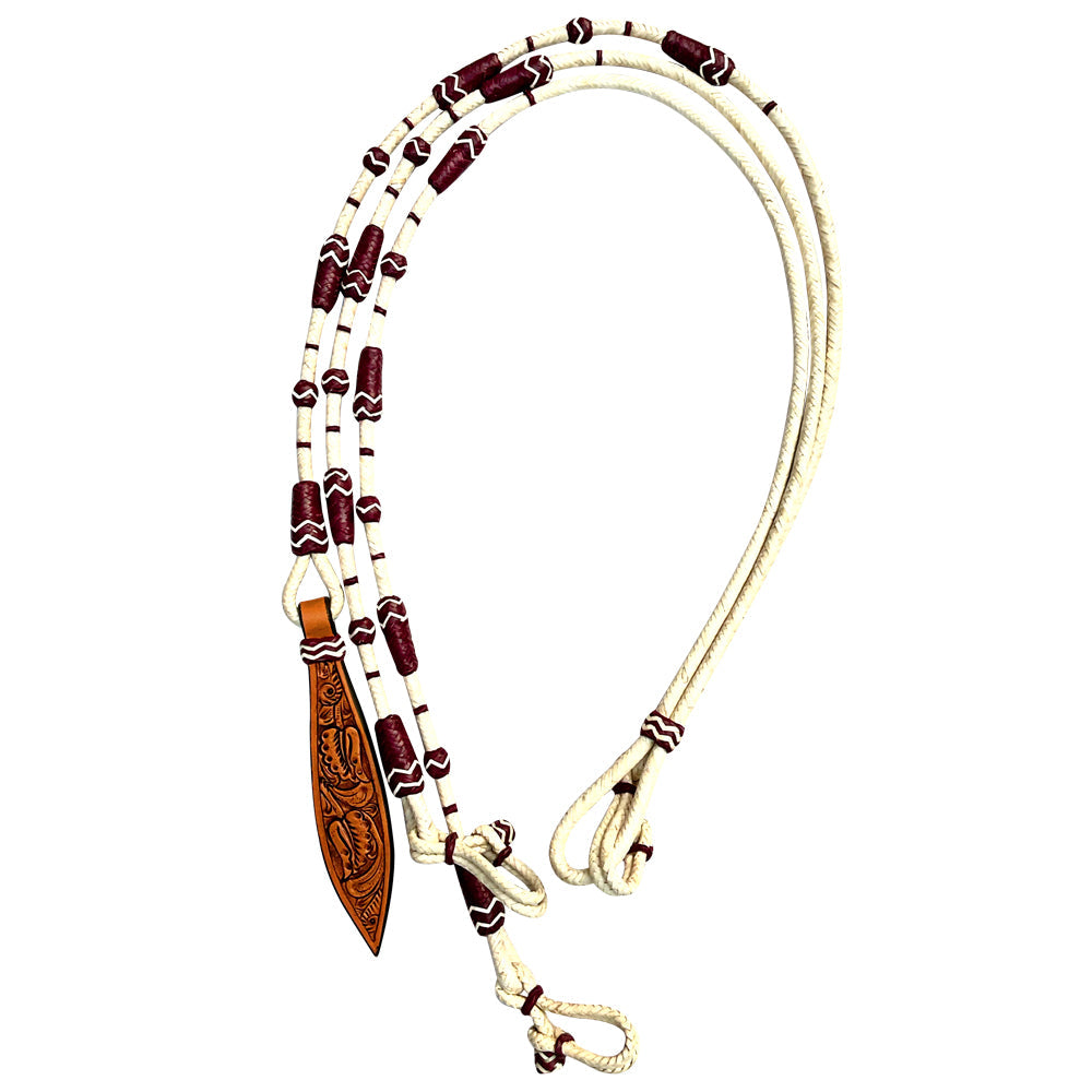 Hilason Western Rawhide Braided Leather Show Rommel Romel Romal Reins Horse
