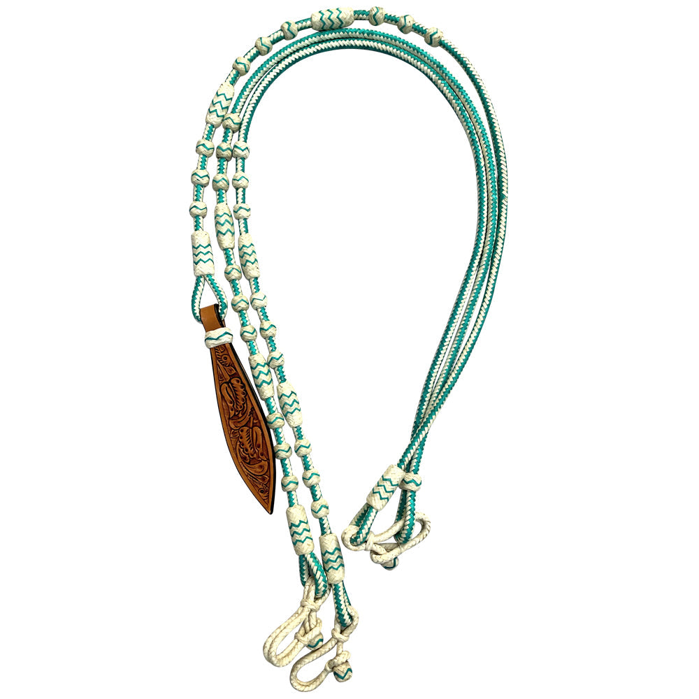 Hilason Western Rawhide Braided Leather Show Rommel Romel Romal Reins Horse