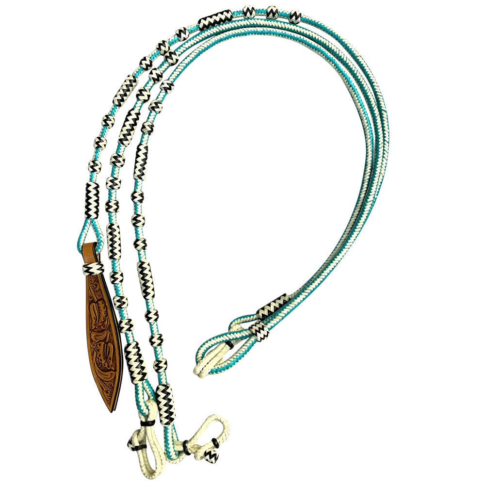 Hilason Western Rawhide Braided Leather Show Rommel Romel Romal Reins Horse