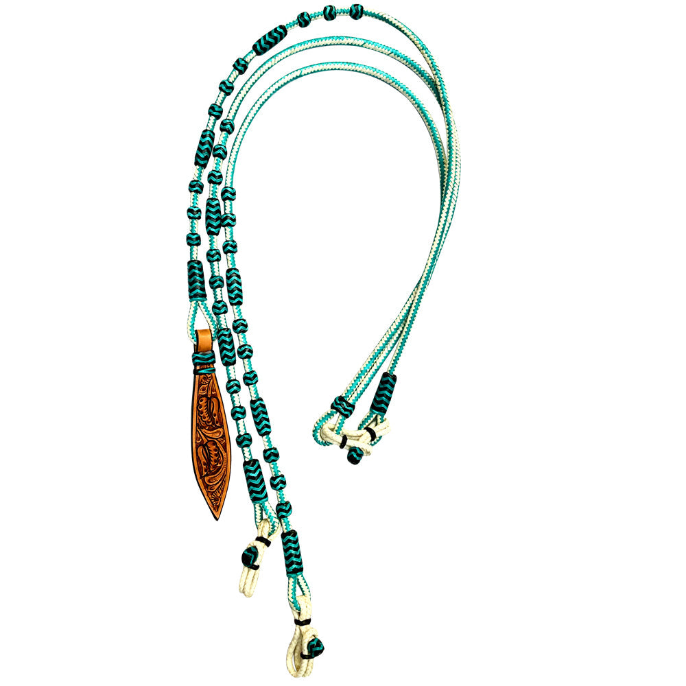 Hilason Western Rawhide Braided Leather Show Rommel Romel Romal Reins Horse