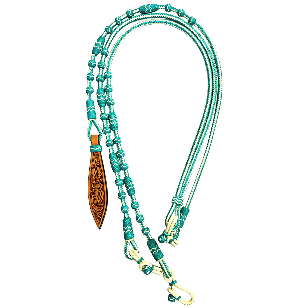 Hilason Western Rawhide Braided Leather Show Rommel Romel Romal Reins Horse