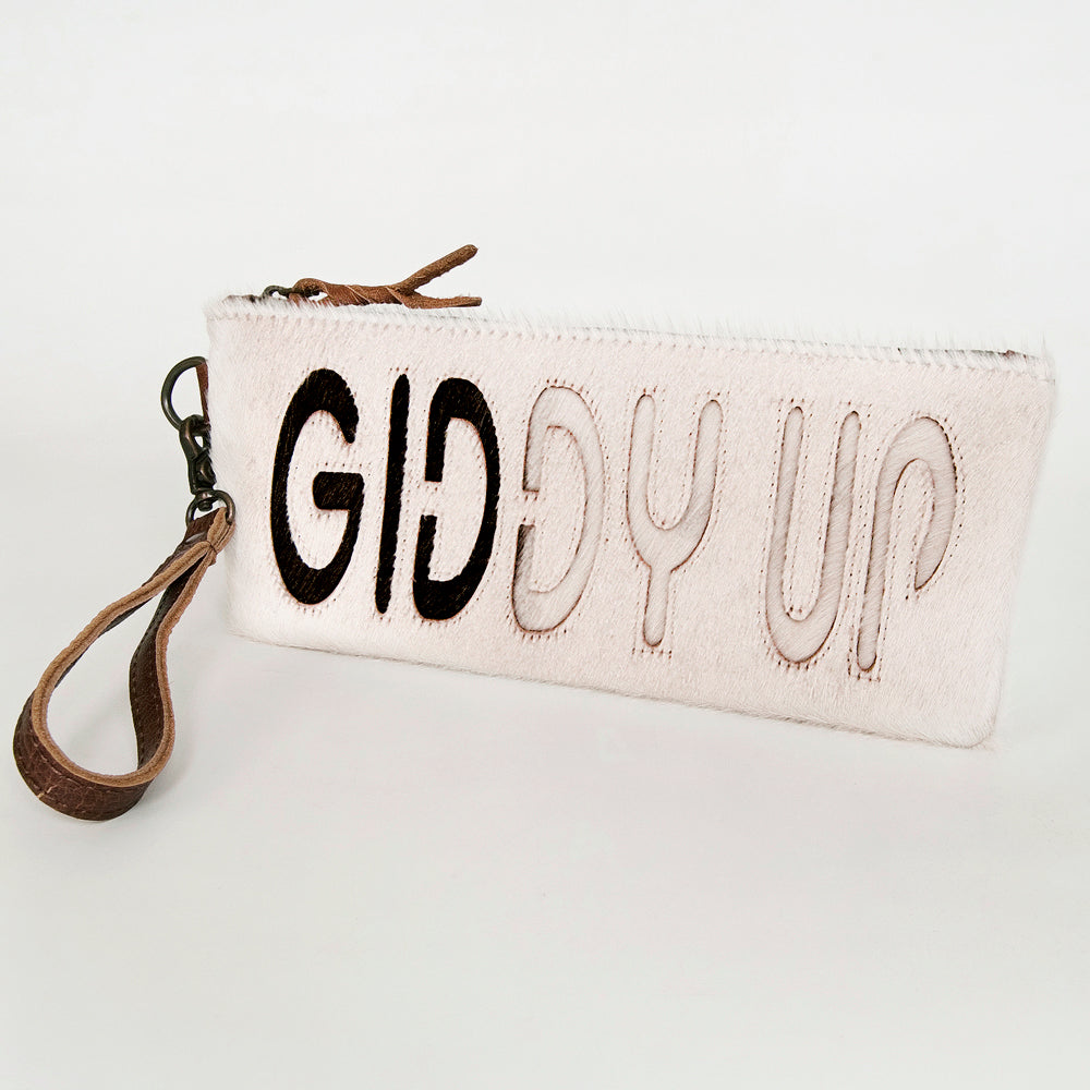 American Darling Wristlet Bag Handcrafted from Floral Embossed Damascus Genuine Leather with YKK Zipper and Wrist Strap