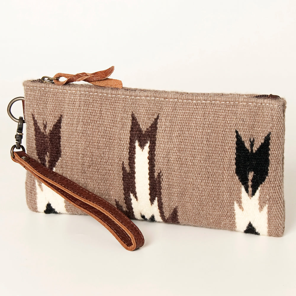 American Darling Wristlet Bag Handcrafted from Floral Embossed Damascus Genuine Leather with YKK Zipper and Wrist Strap