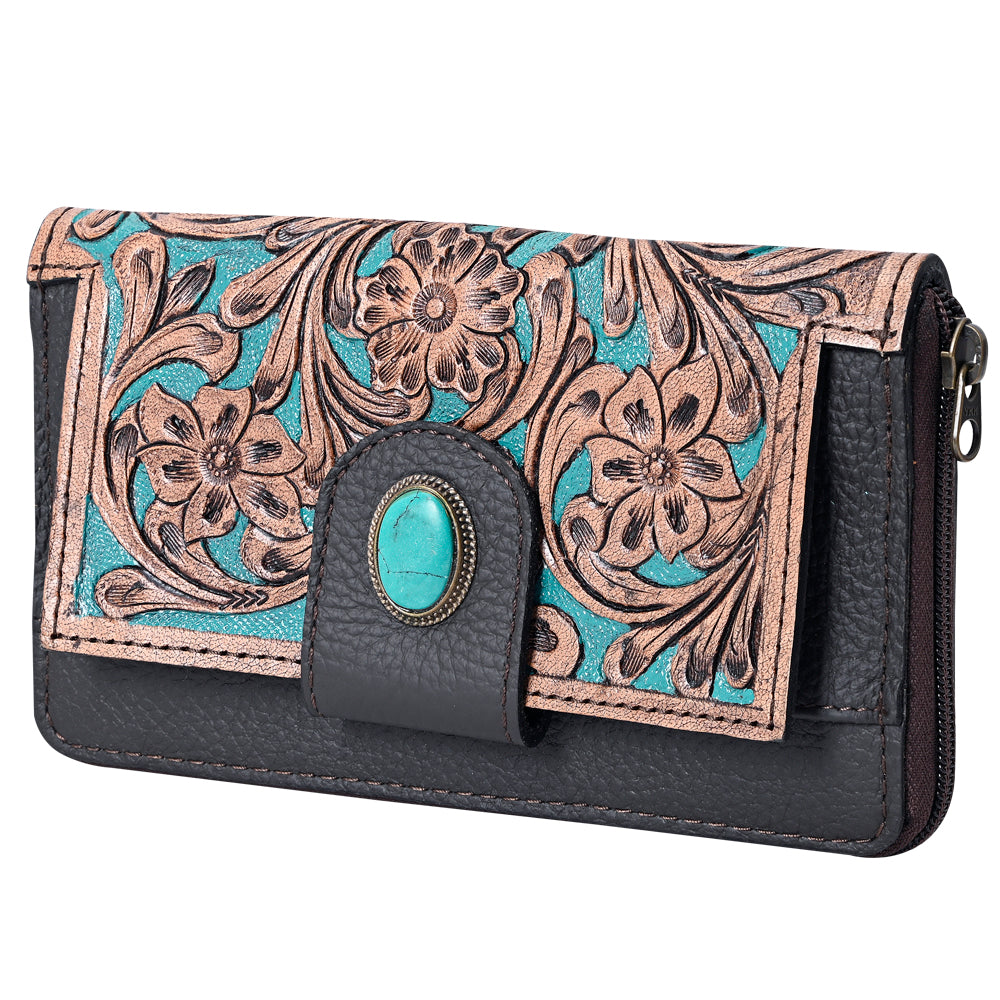 OHLAY Wallet Hand Tooled Genuine Leather Women Bag Western Handbag Purse | Womens Handbags |Leather Belt for Summer
