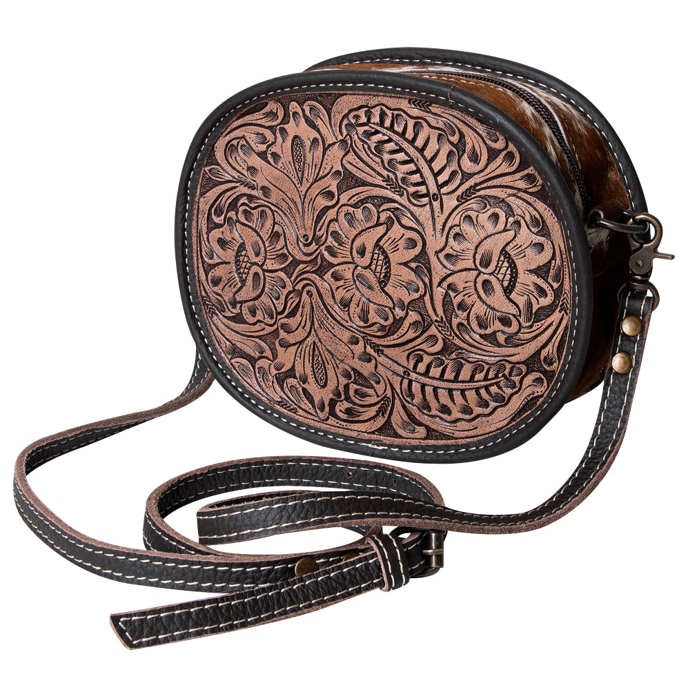 OHLAY Canteen Hand Tooled Genuine Leather Women Bag Western Handbag Purse | Womens Handbags Clutch for Travel Summer