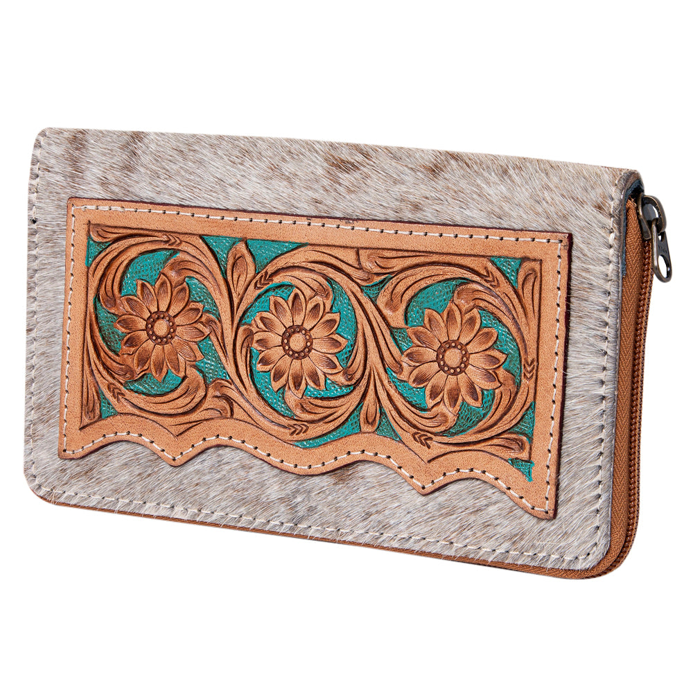 OHLAY Wallet Hand Tooled Hair-On Genuine Leather Women Bag Western Handbag Purse | Womens Handbags |Leather Belt for Summer