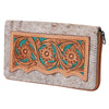 OHLAY Wallet Hand Tooled Hair-On Genuine Leather Women Bag Western Handbag Purse | Womens Handbags |Leather Belt for Summer