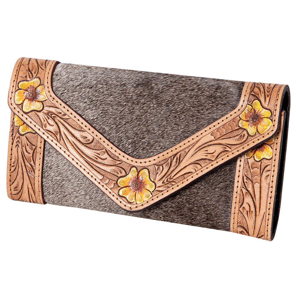 OHLAY Wallet Hand Tooled Hair-On Genuine Leather Women Bag Western Handbag Purse | Womens Handbags |Leather Belt for Summer