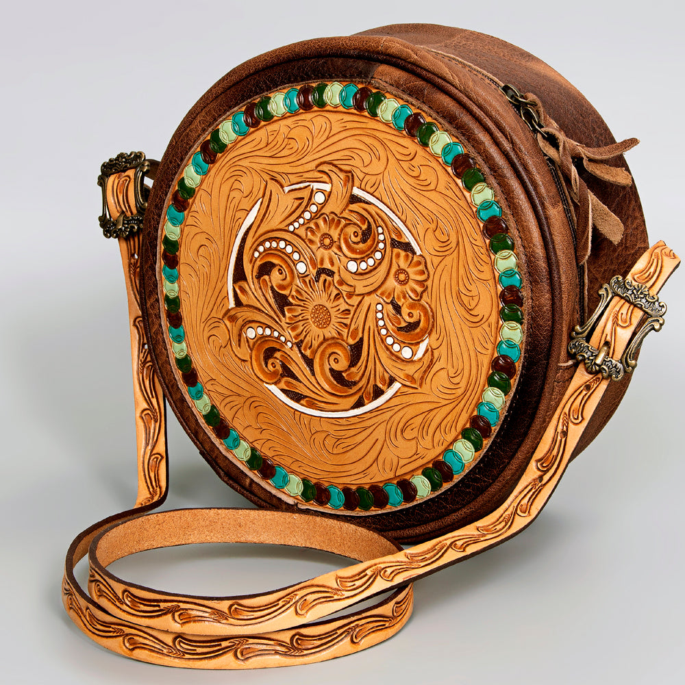 American Darling Canteen Bag Hand Tooled Genuine Leather Western Women | Handbag Purse Travel Clutch