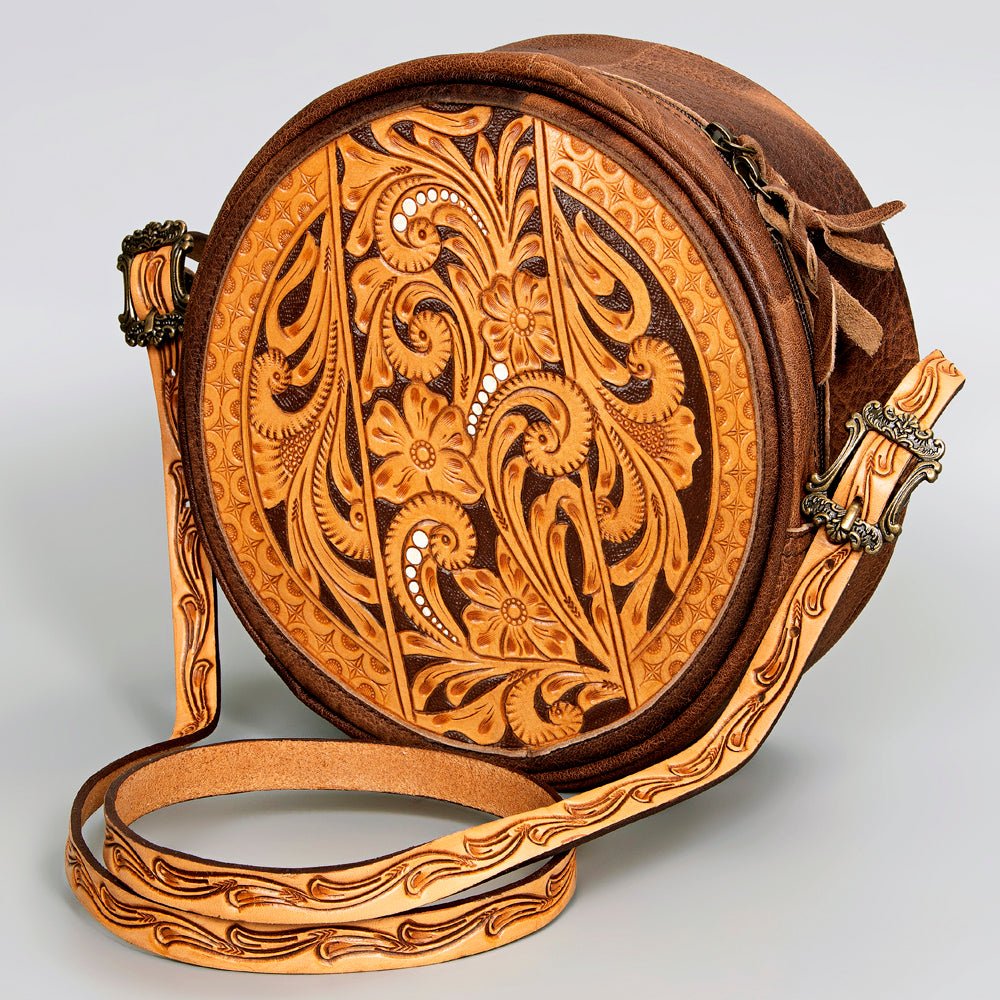 American Darling Canteen Bag Hand Tooled Genuine Leather Western Women | Handbag Purse Travel Clutch