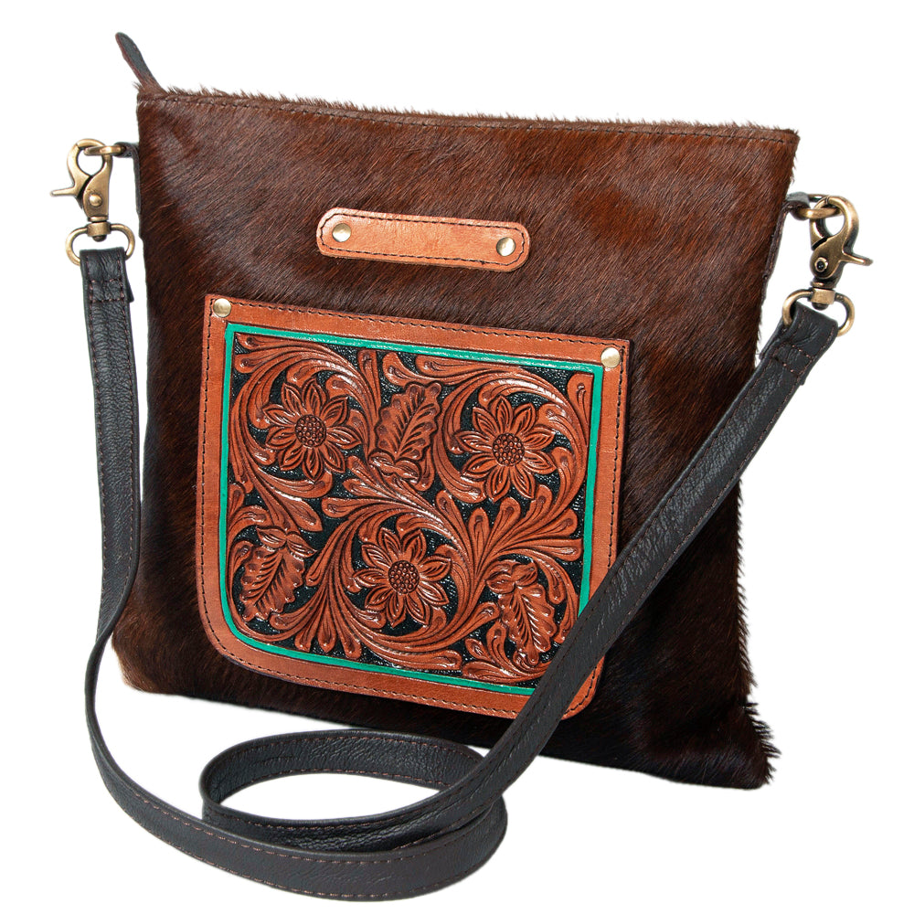 Ohlay Bags KBK109 Cross Body I Hand Tooled Hair-On Genuine Leather Women Bag Western Handbag Purse