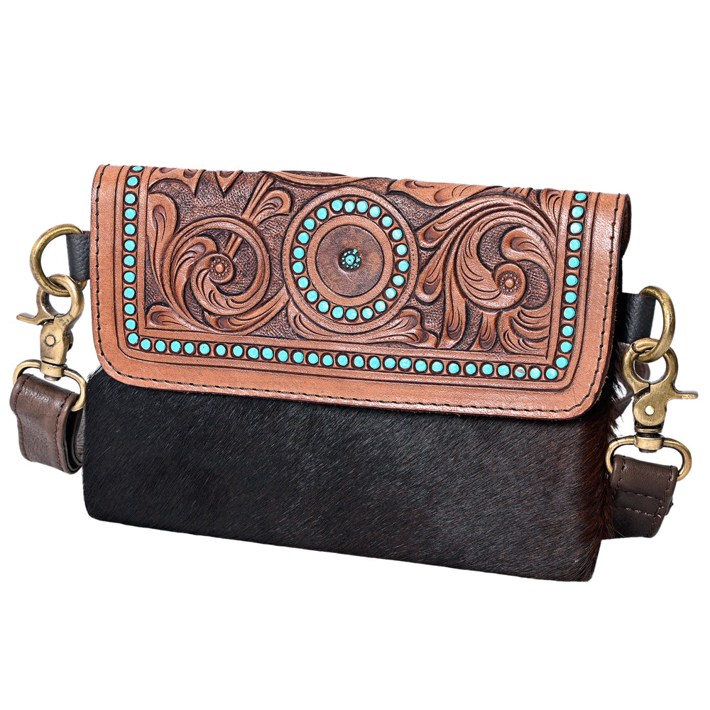 Ohlay Bags KBK113 Clutch Hand Tooled Hair-On Genuine Leather Women Bag Western Handbag Purse