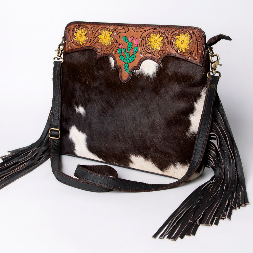 Ohlay Bags KBA101 Cross Body I Hand Tooled Hair-On Genuine Leather Women Bag Western Handbag Purse