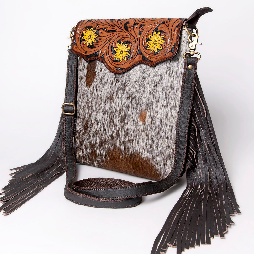 OHLAY Messenger Hand Tooled Hair-On Genuine Leather Women Bag Western Handbag Purse | Womens Handbags Belt for Summer